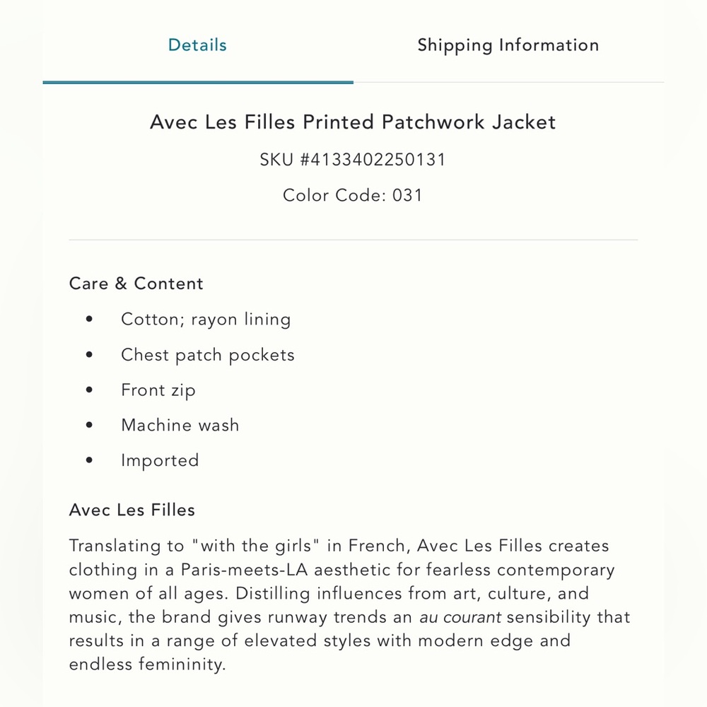 ANTHROPOLOGIE Avec Les Filles Printed Patchwork Jacket NWT Size XXS - Picture 5 of 7